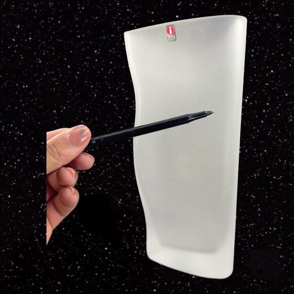 1996 iittala Pari Tiina Nordstrom Swirl Glass Vase Set Clear And Frosted Signed - Picture 7 of 16